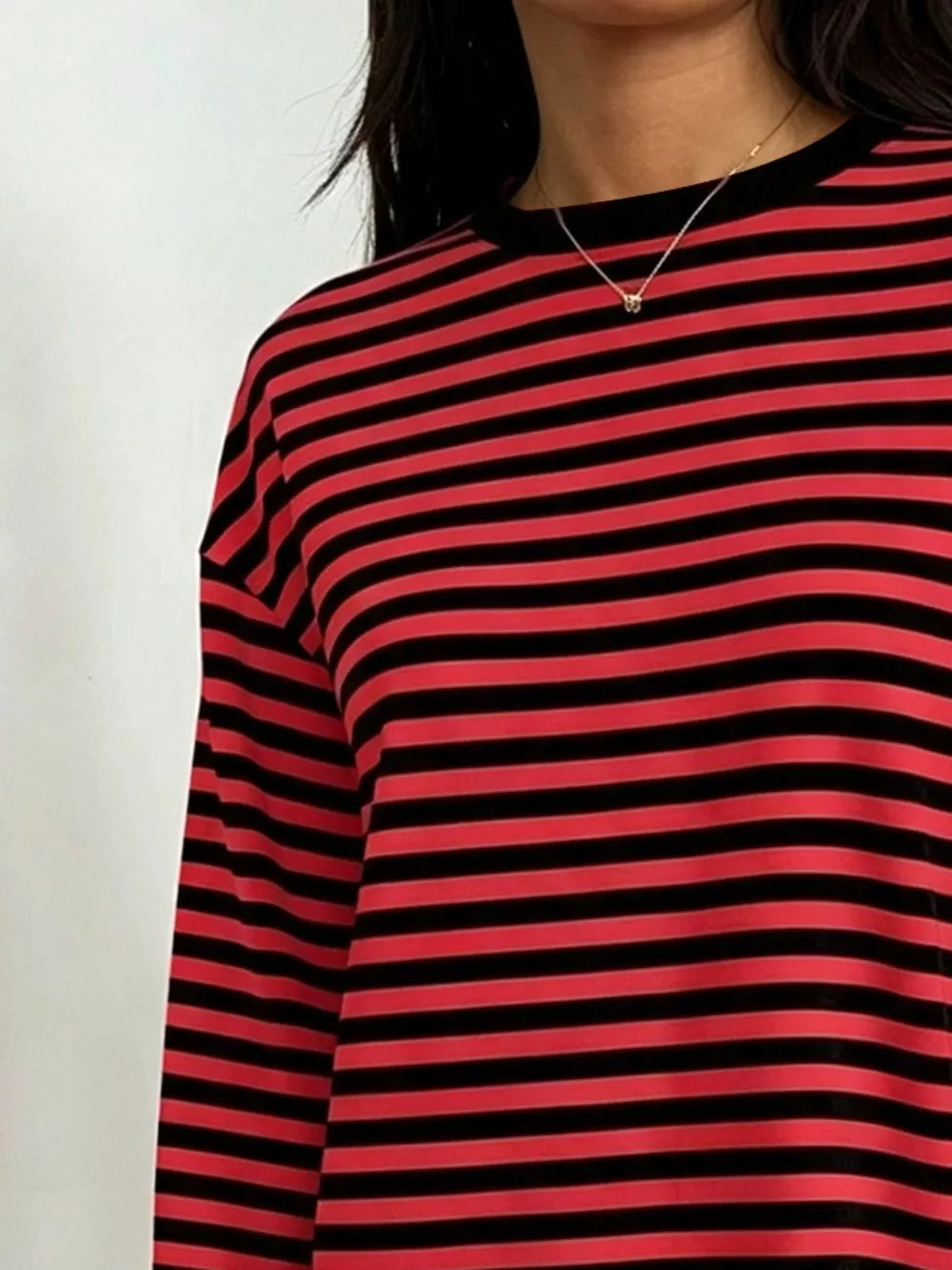 Full Size Casual Long-Sleeve Striped Crew Neck T-Shirt Plus Size, image 4