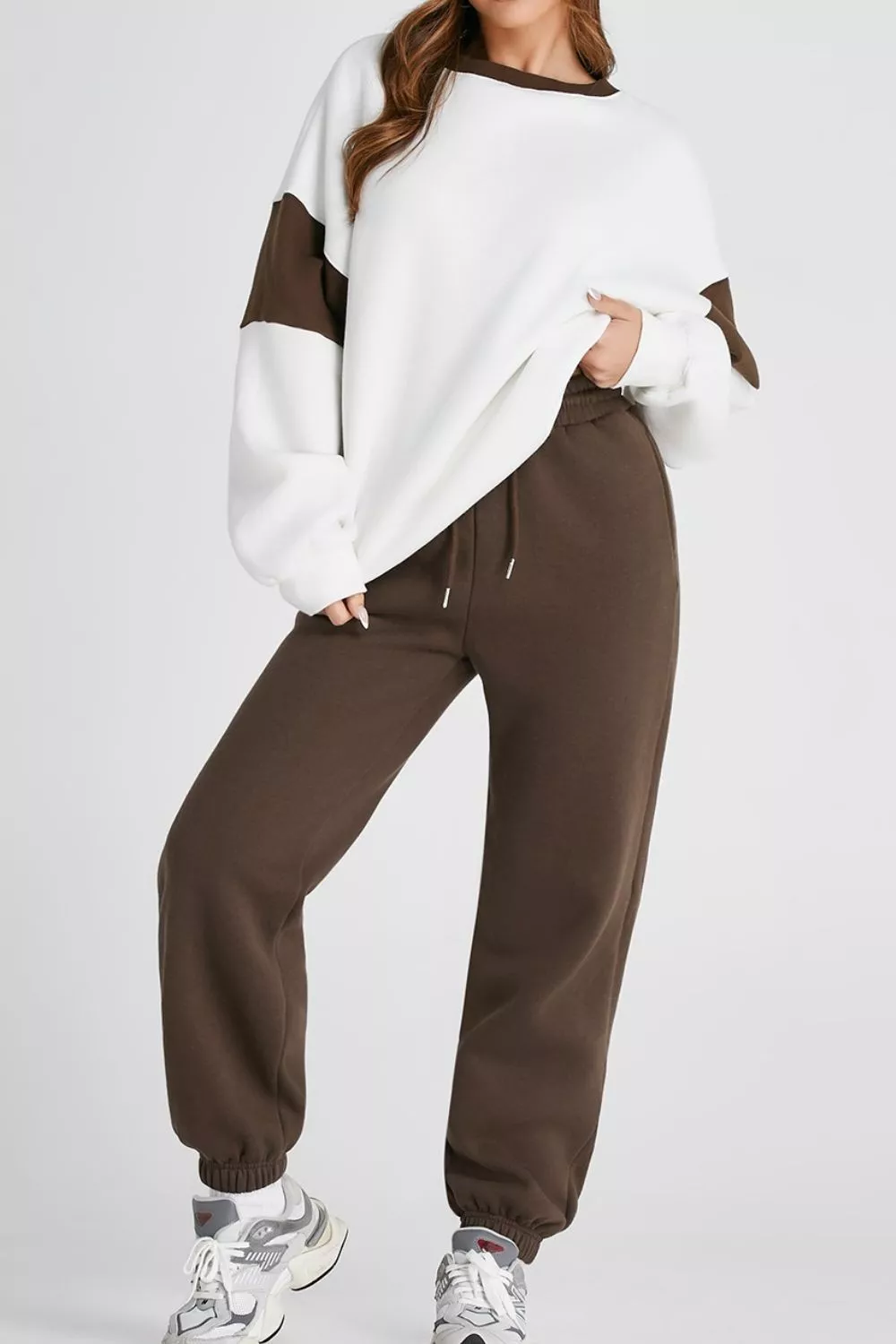 Drop Shoulder Loose Sweatshirt and Joggers Active Set, image 2