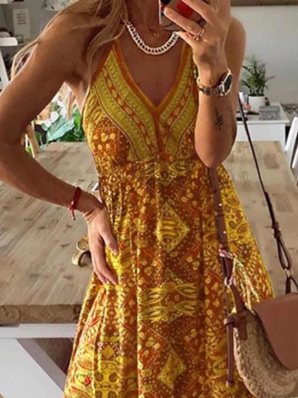 Printed V-Neck Maxi Dress, image 2