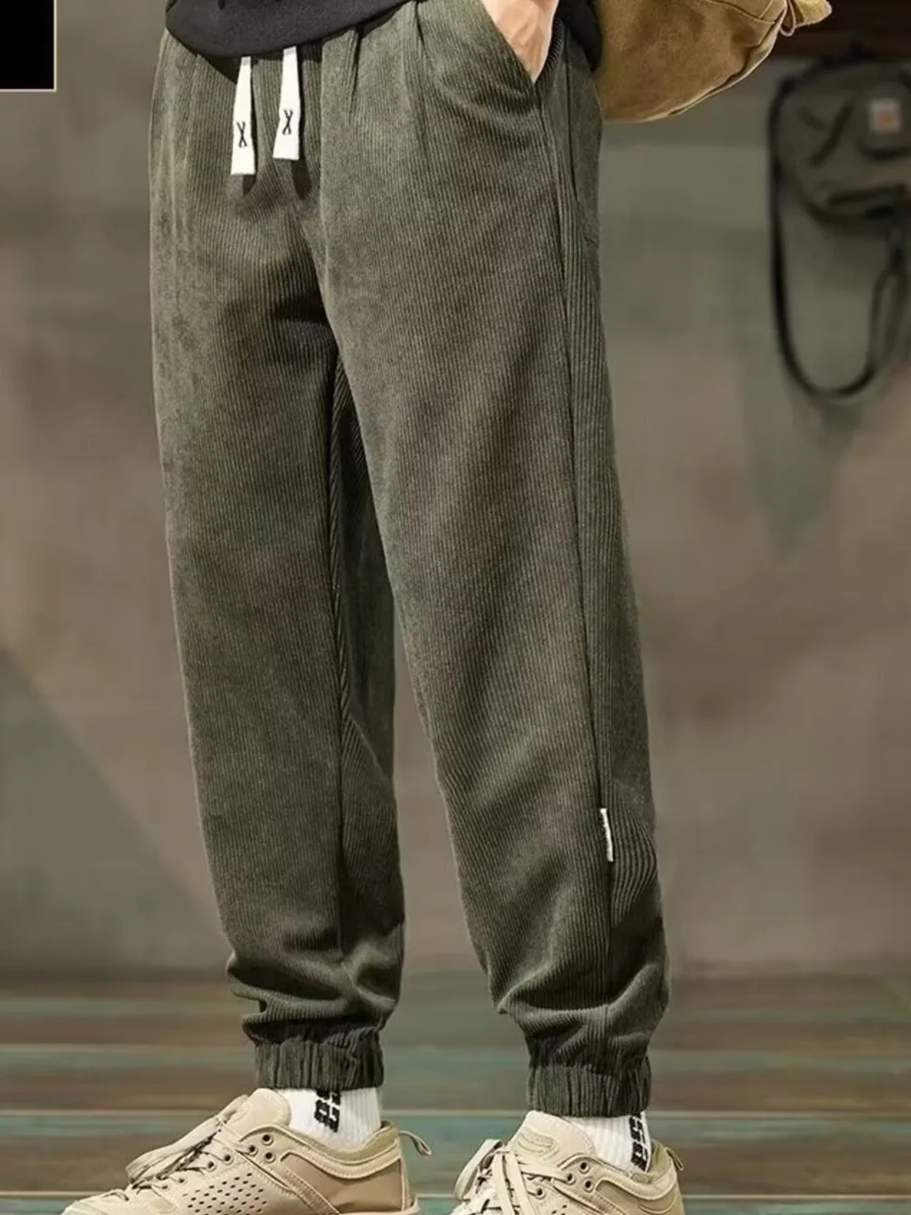 Men's Plus Size Drawstring Wide Leg Pants, image 3