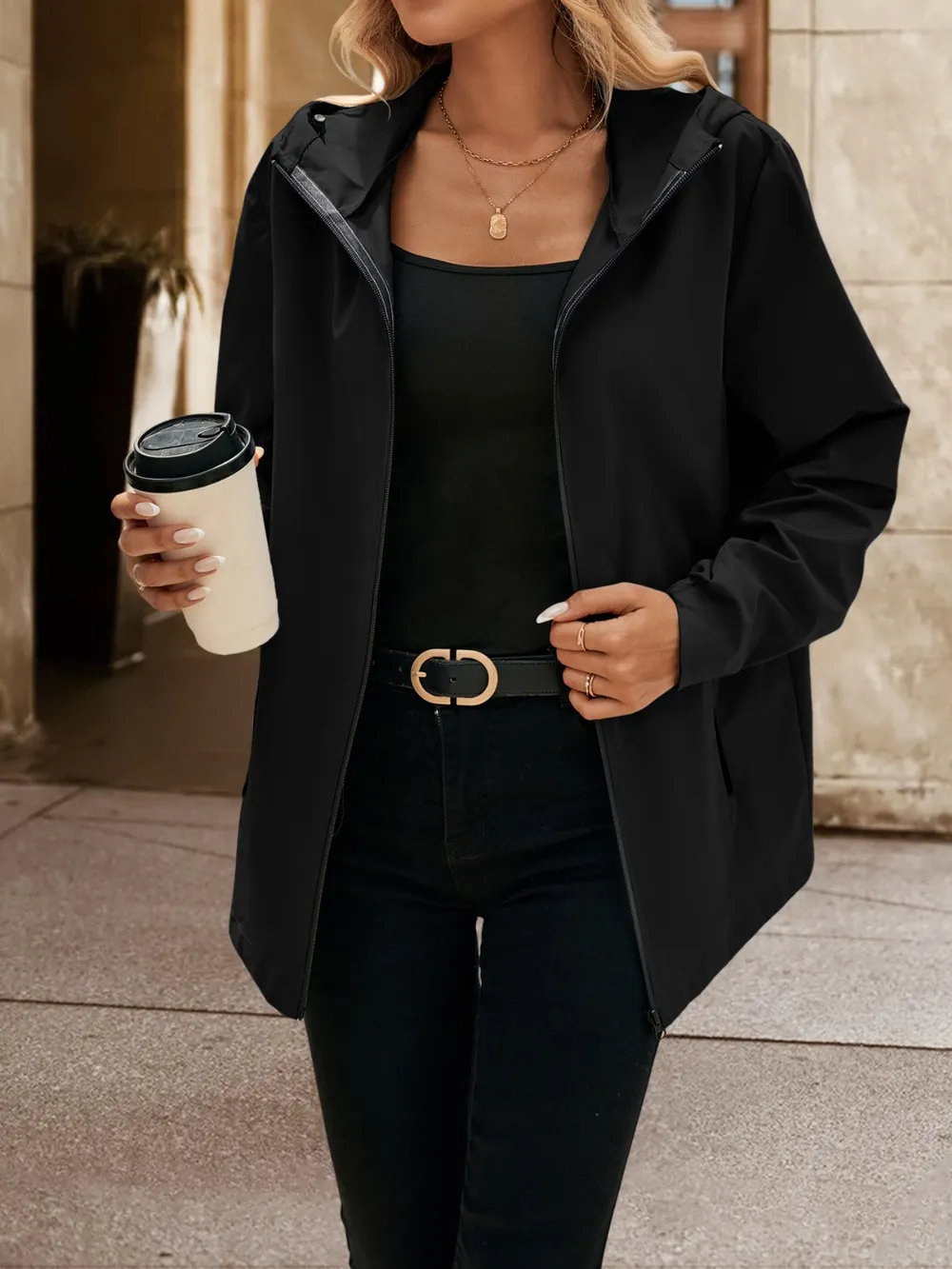 Pocketed Zip Up Hooded Jacket, image 21