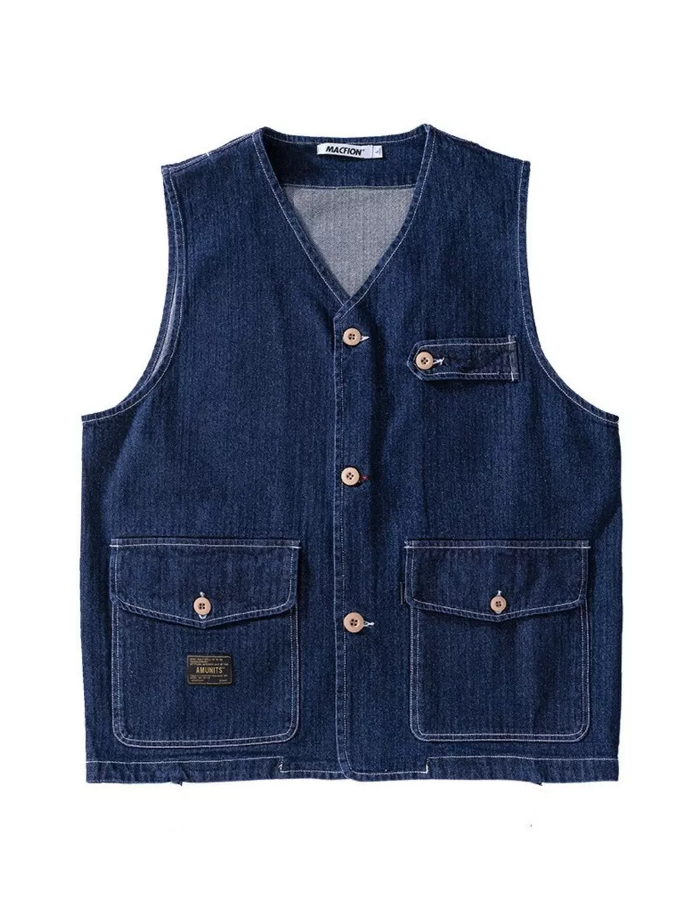 Men's Plus Size V-Neck Button Up Denim Vest, image 2