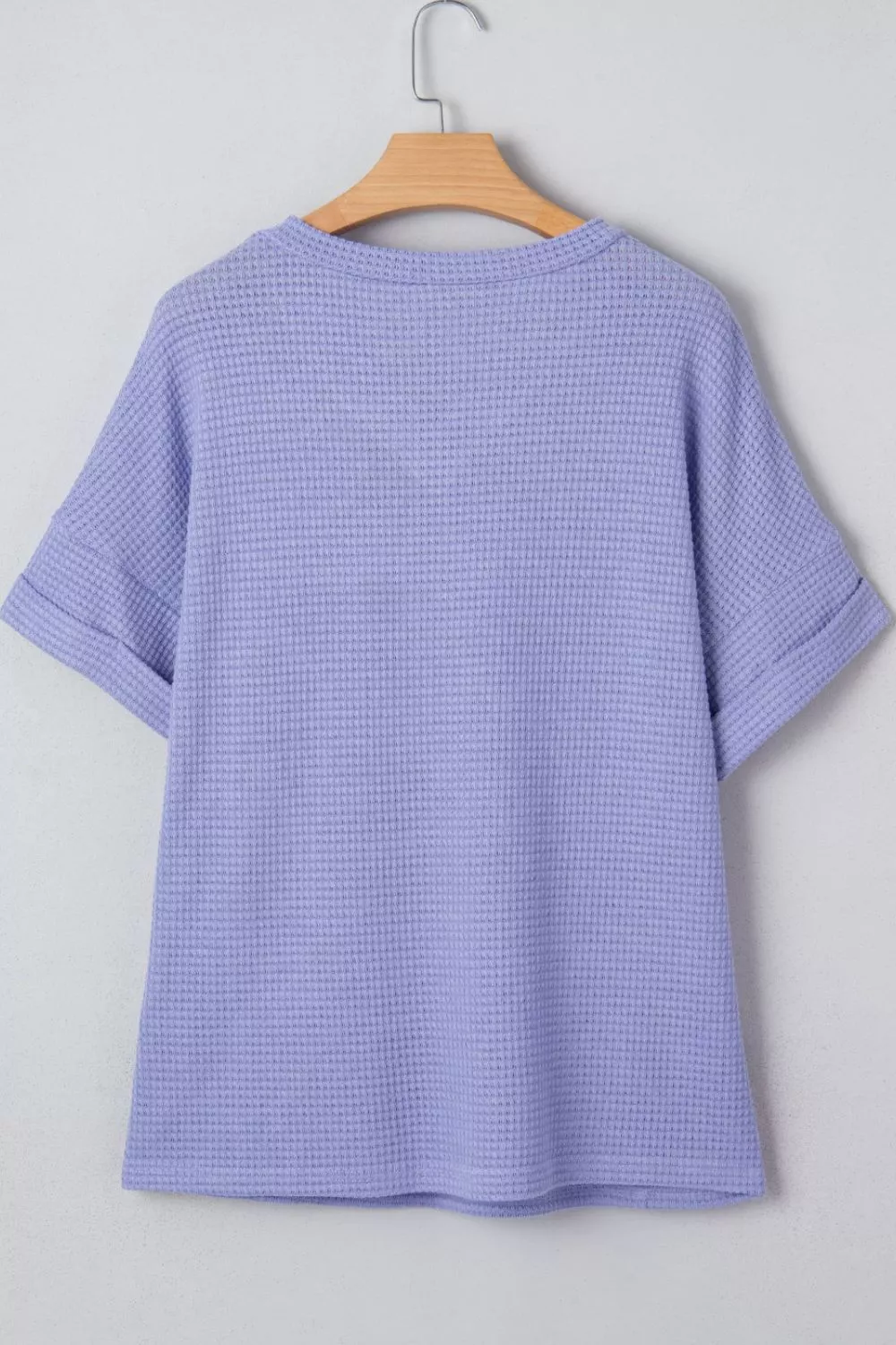 V Neck Short Sleeve Plus Size Waffle Knit Top, image 6