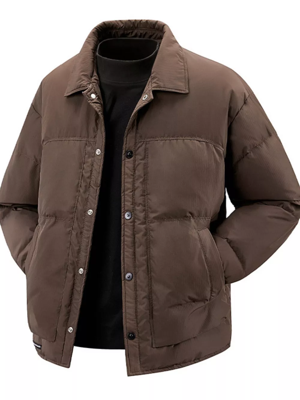 Men's Plus Size Snap Down Puffer Jacket, image 2