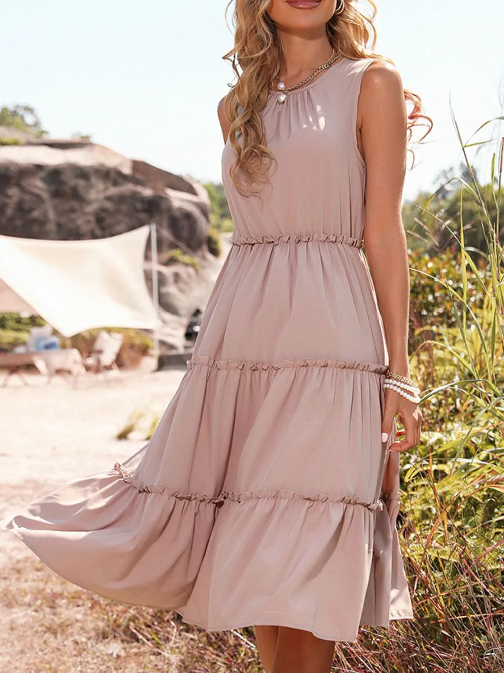 Frill Tiered Midi Dress, image 3