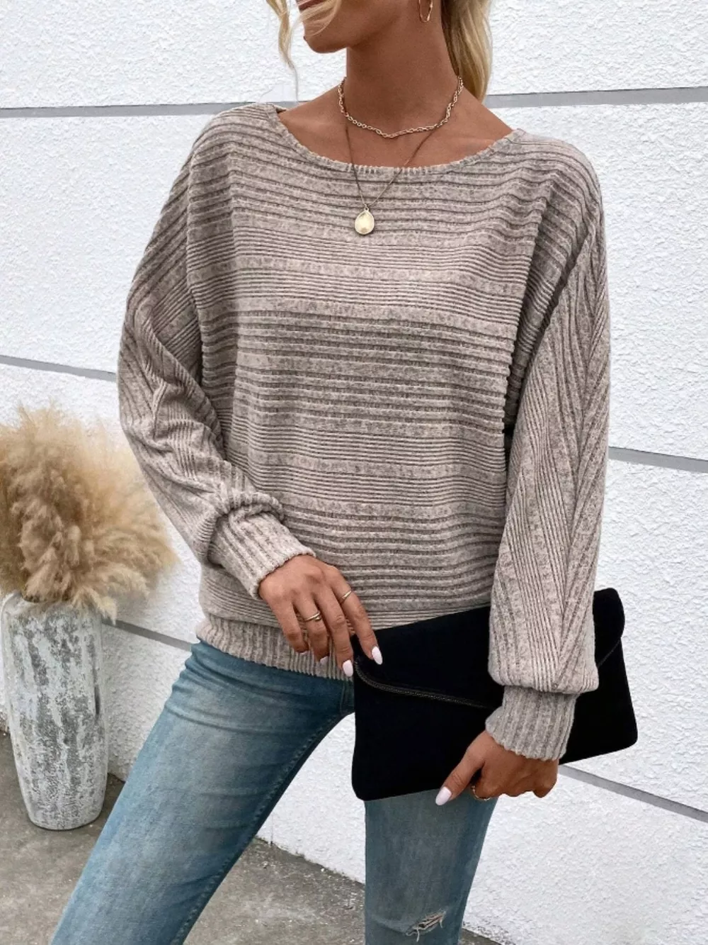 Relaxed Fit Ribbed Knit T-Shirt, image 4