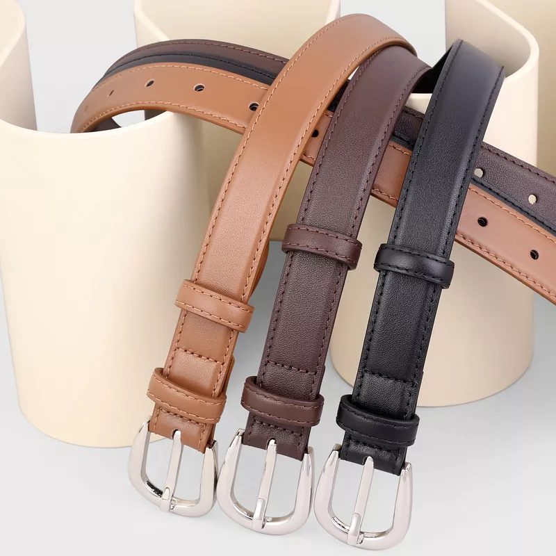 Buckle Skinny Leather Belt, image 4