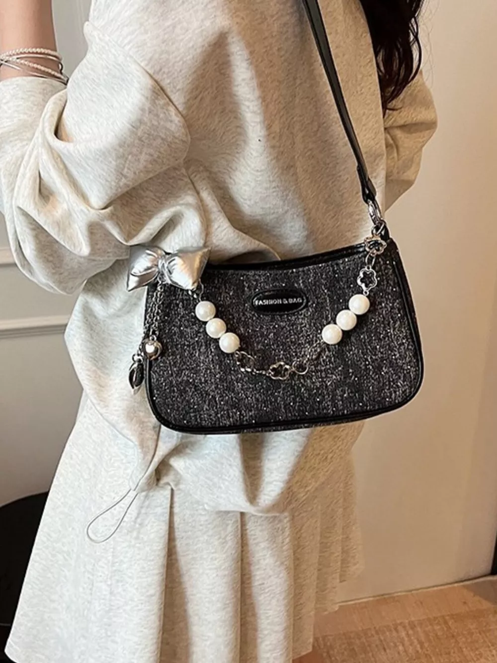 Pearl Chain Shoulder Bag, image 2
