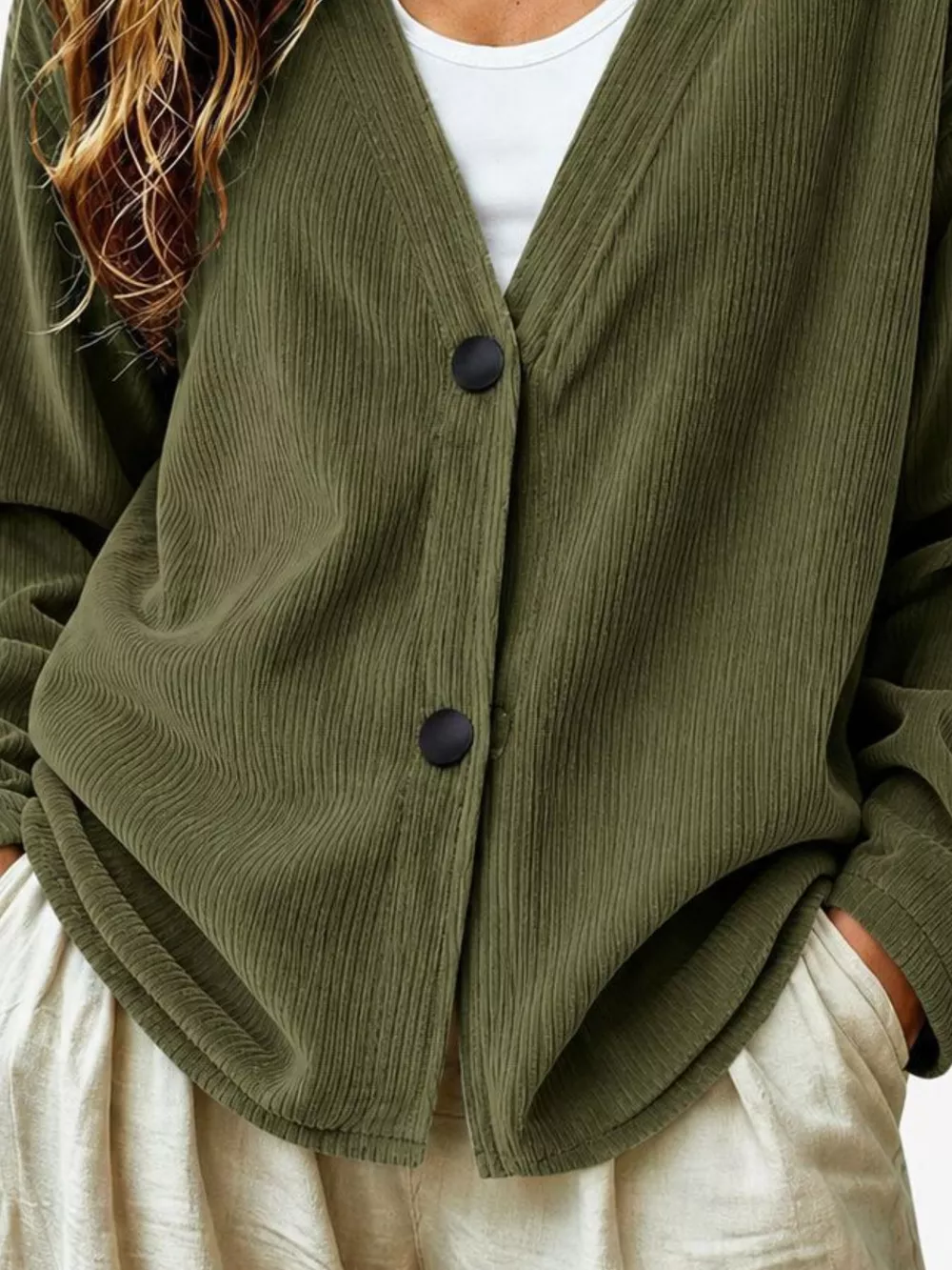 Casual Corduroy Button-Up Cardigan, image 18