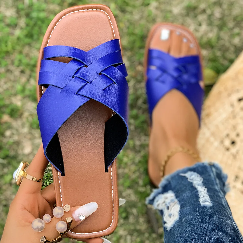 Woven Open Toe Flat Sandals, image 2