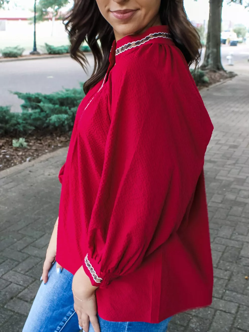 Leopard Notched Long Sleeve Blouse, image 2