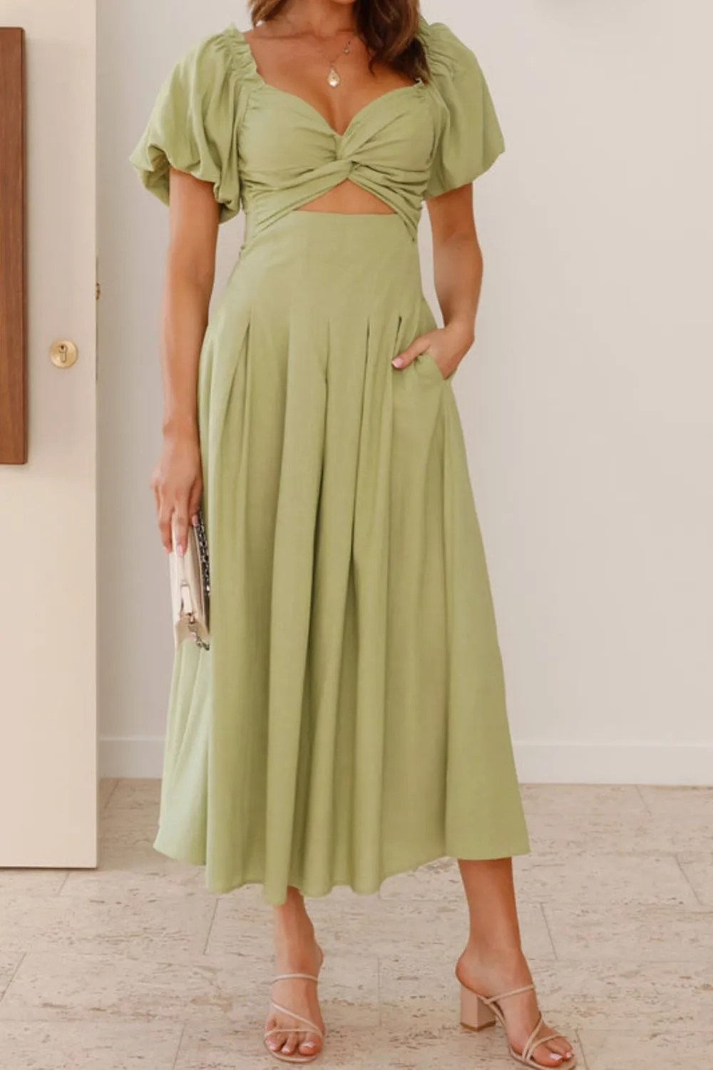 Sweetheart Neck Puff Sleeve Dress, image 3
