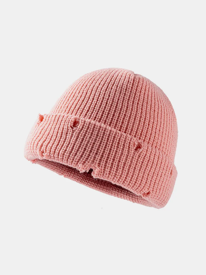 Distressed Cuffed Knit Hat, image 2