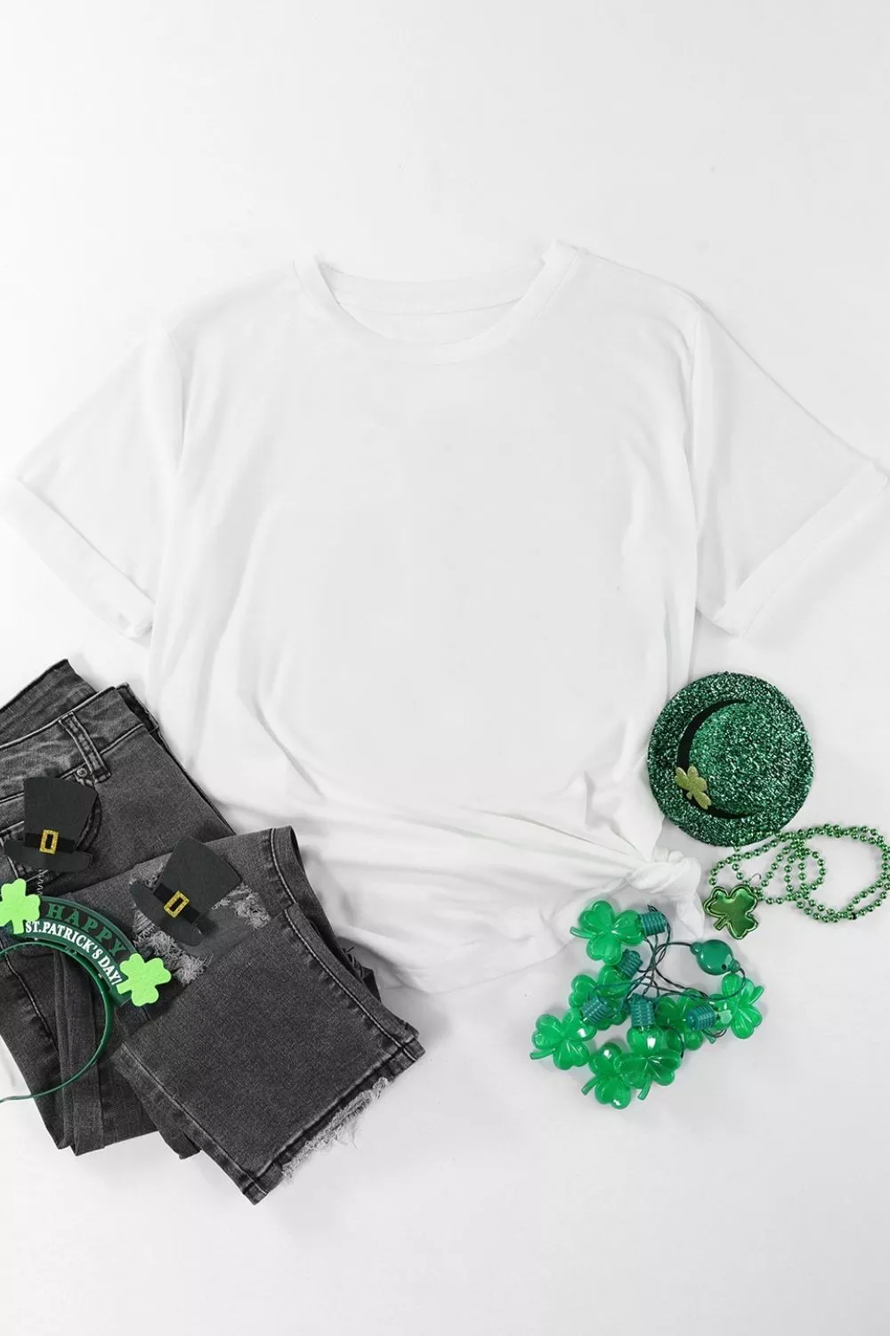 Round Neck Rolled Sleeve T-Shirt, image 2