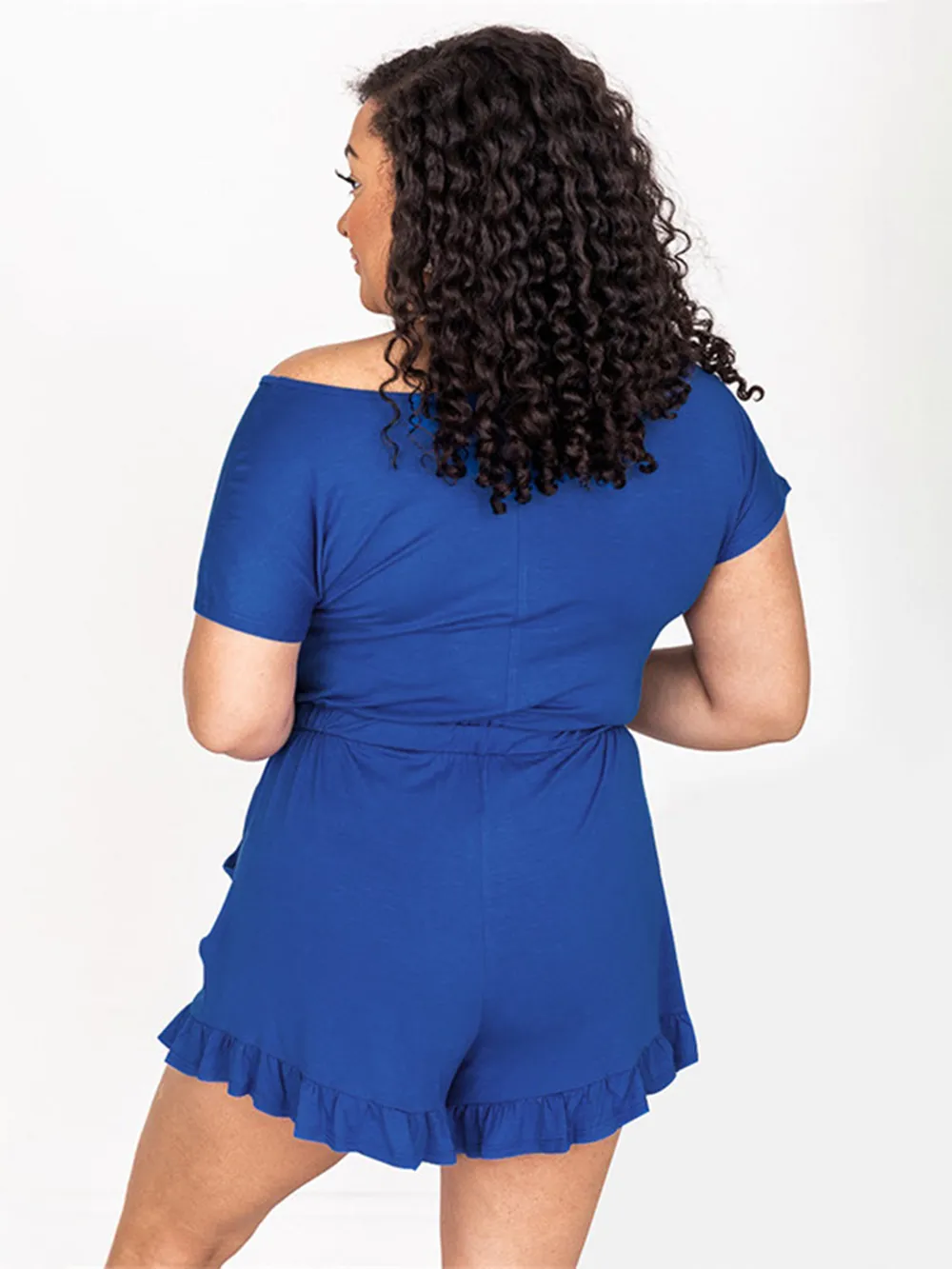 Ruffled Boat Neck Short Sleeve Romper, image 8