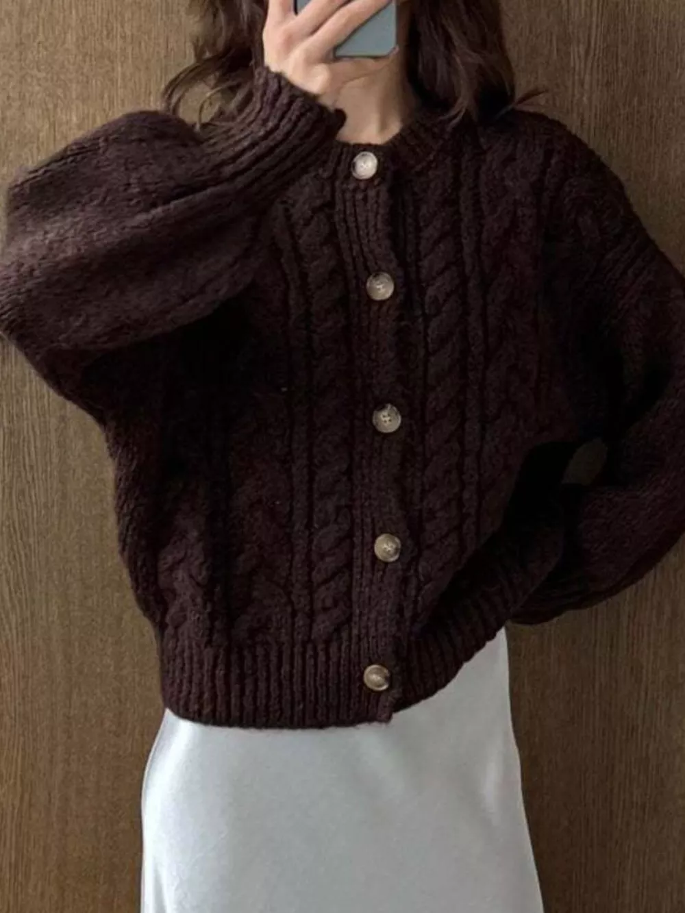 Cable Knit Button-Down Cardigan, image 12