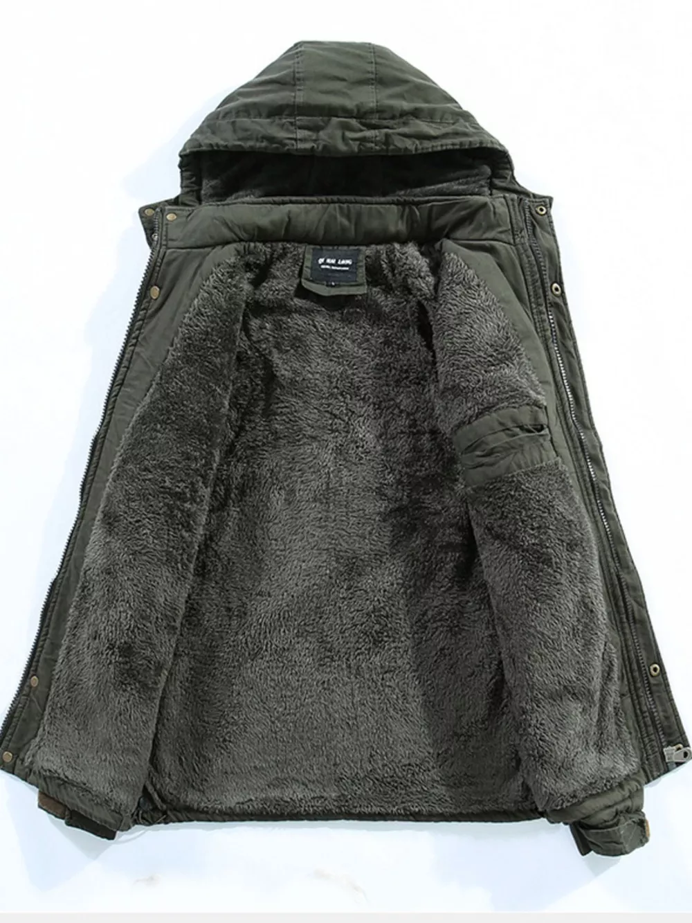 Men's Plus Size Drawstring Zip Up Hooded Jacket, image 4