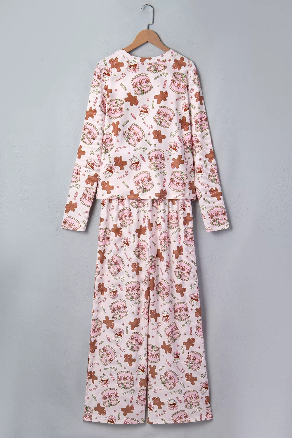Abstract Christmas Print Long Sleeve Two Piece Lounge Set, image 5