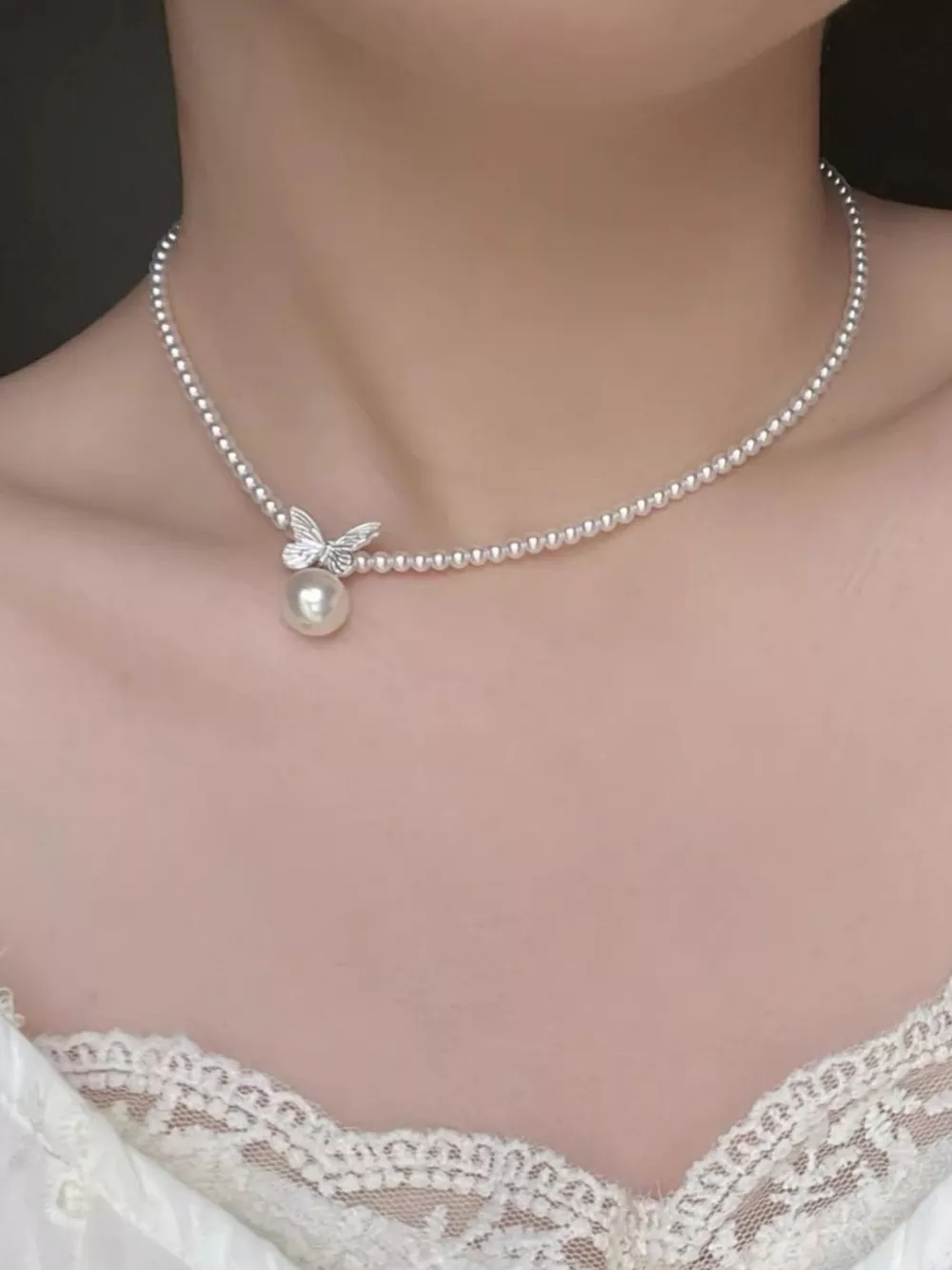 Pearl Butterfly Pendant Necklace, image 5