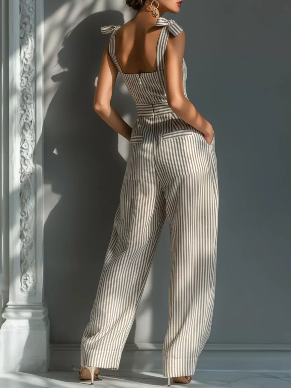 Full Size Striped Wide-Leg Jumpsuit with Tie-Shoulder Detail Plus Size, image 2