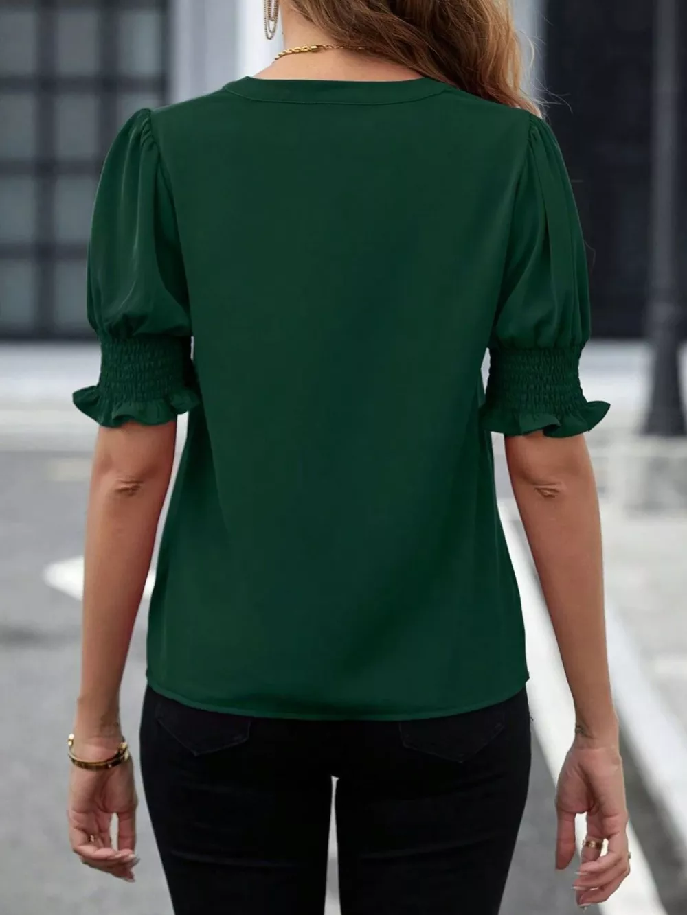 Notched Half Sleeve Blouse, image 2