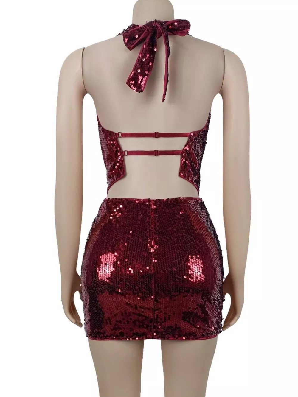 Sequin Halter Neck Crop Top and Mini Skirt Two-Piece Set, image 8