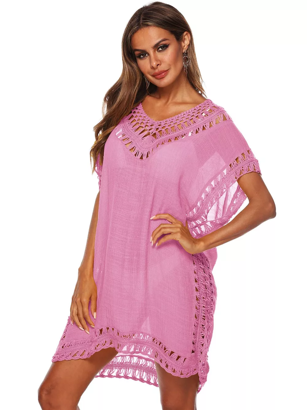 Crochet Trim V-Neck Cover-Up Dress, image 12