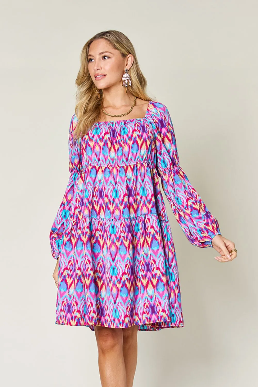 Full Size Printed Long Sleeve Dress, image 3