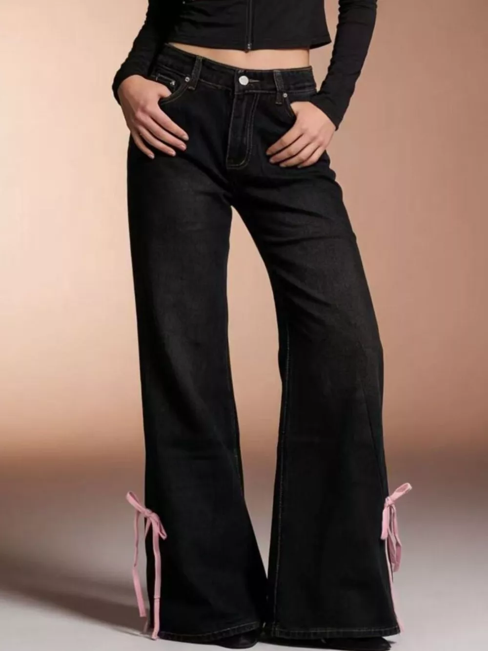 Ribbon Detail Flare Jeans, image 3