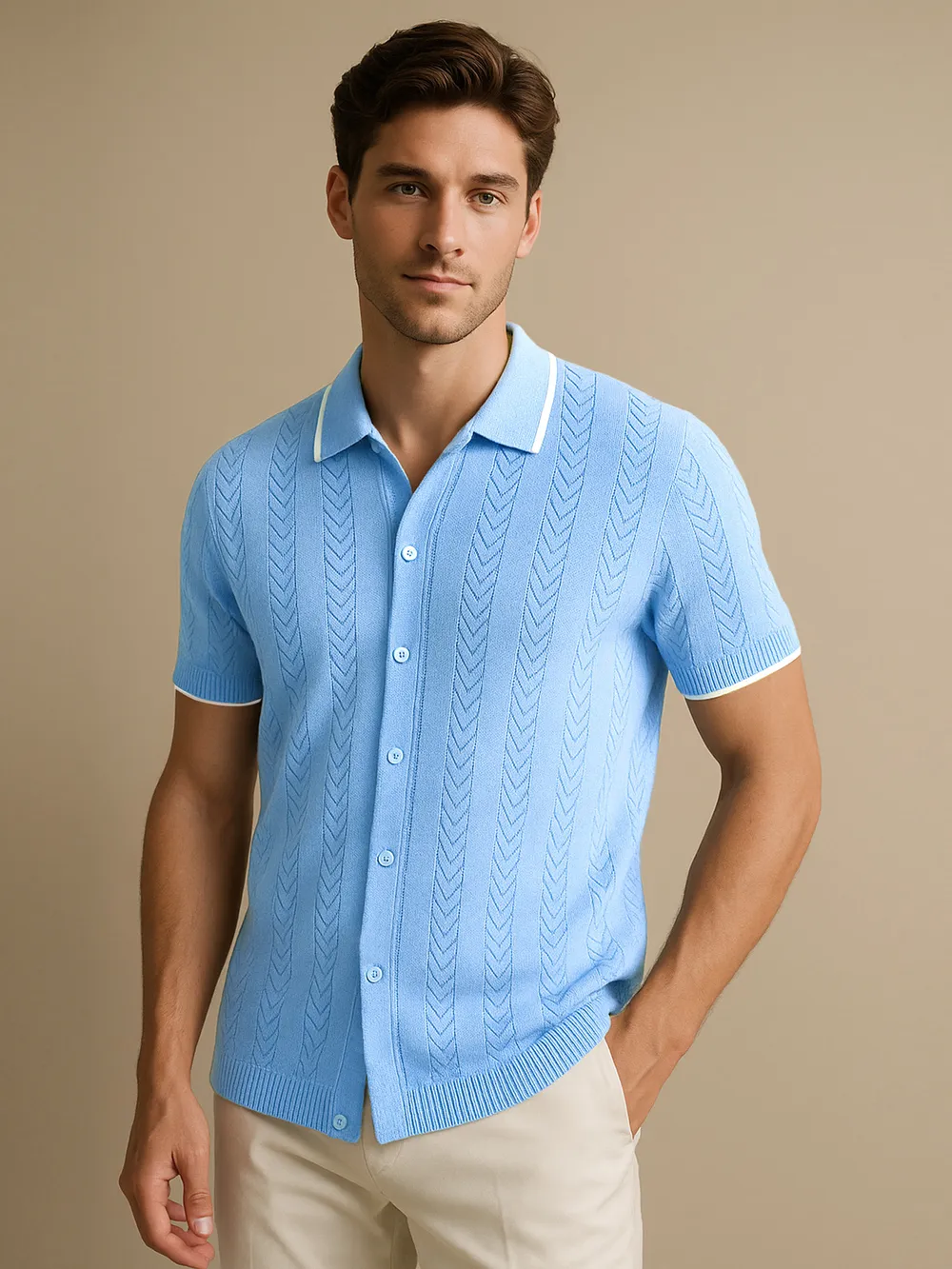 Men's Full Size Button Down Contrast Trim Shirt Plus Size, image 2