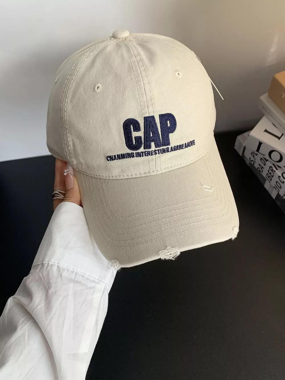 Embroidered Distressed Baseball Cap, image 4