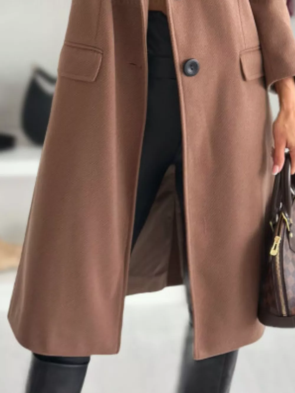 Lapel Collar Long Sleeve Coat, image 2