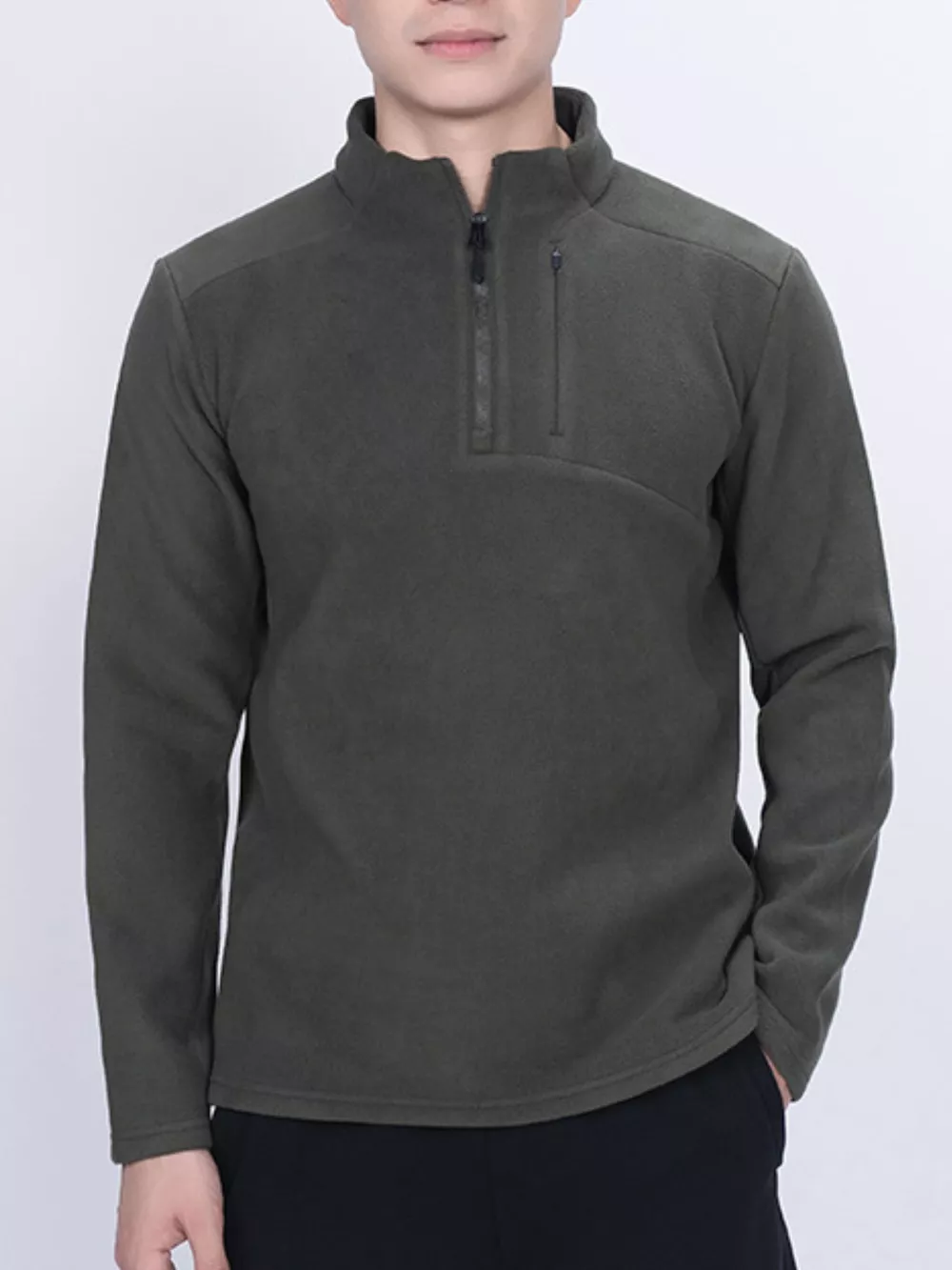 Men's Plus Size Quarter-Zip Fleece Sweatshirt