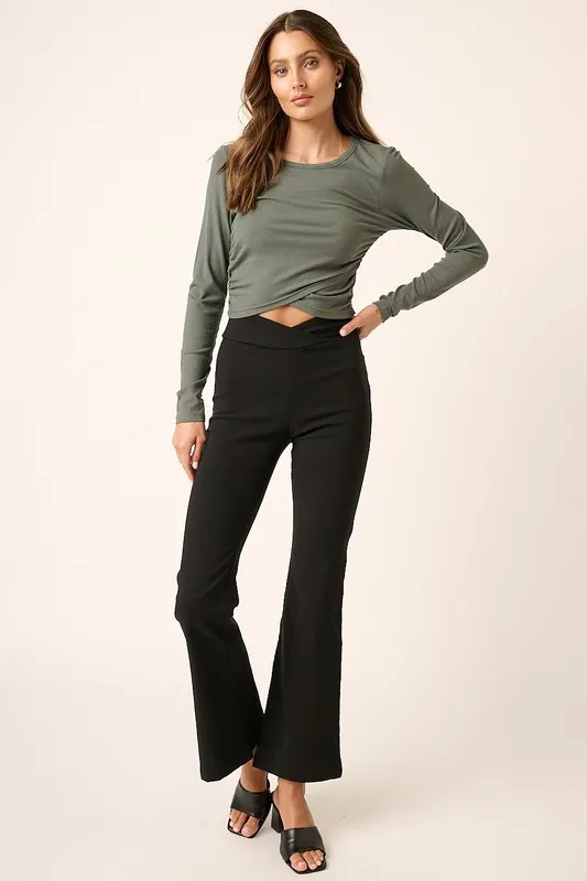 Surplice V Waist Flare Pants, image 5