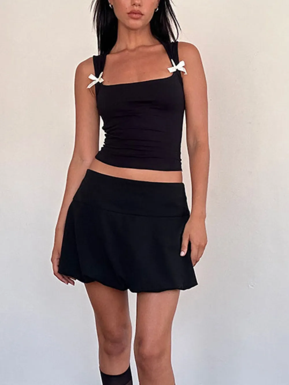 Bow Detail Square Neck Cropped Tank, image 5