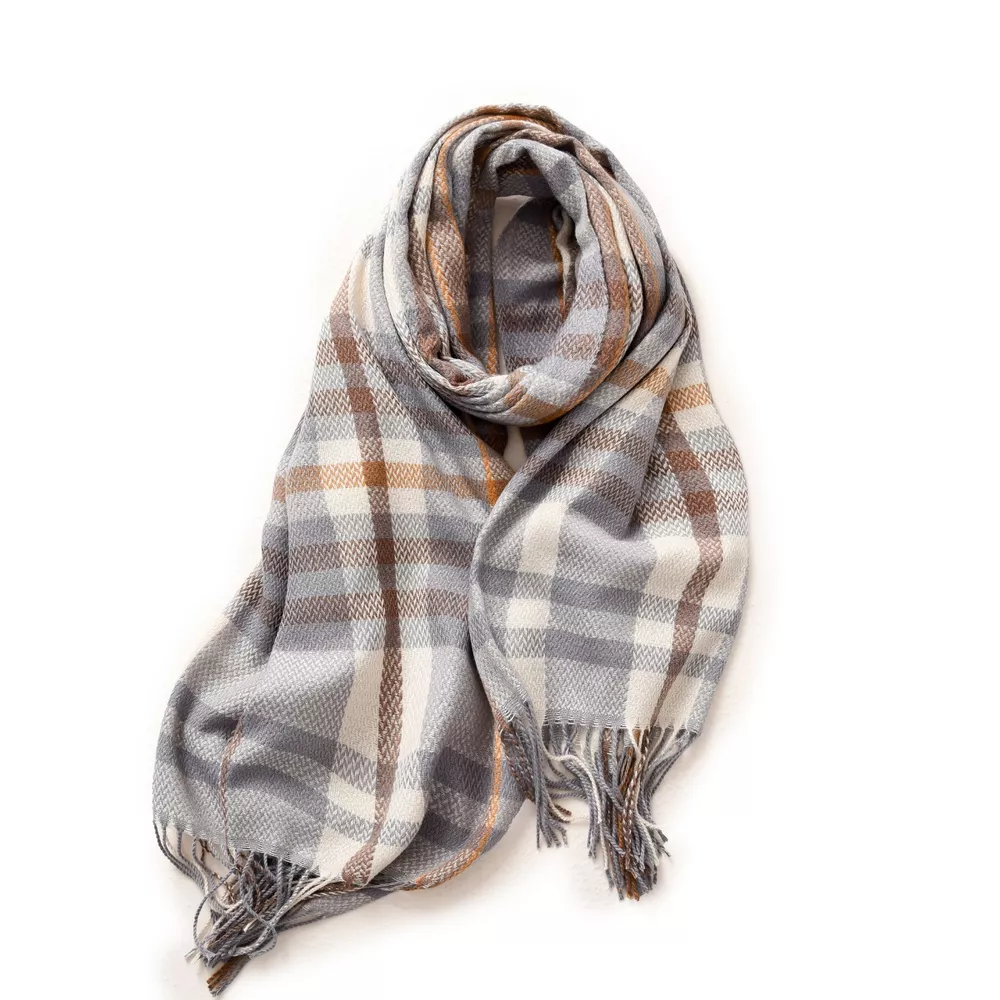 Warm Plaid Fringe Scarf, image 5