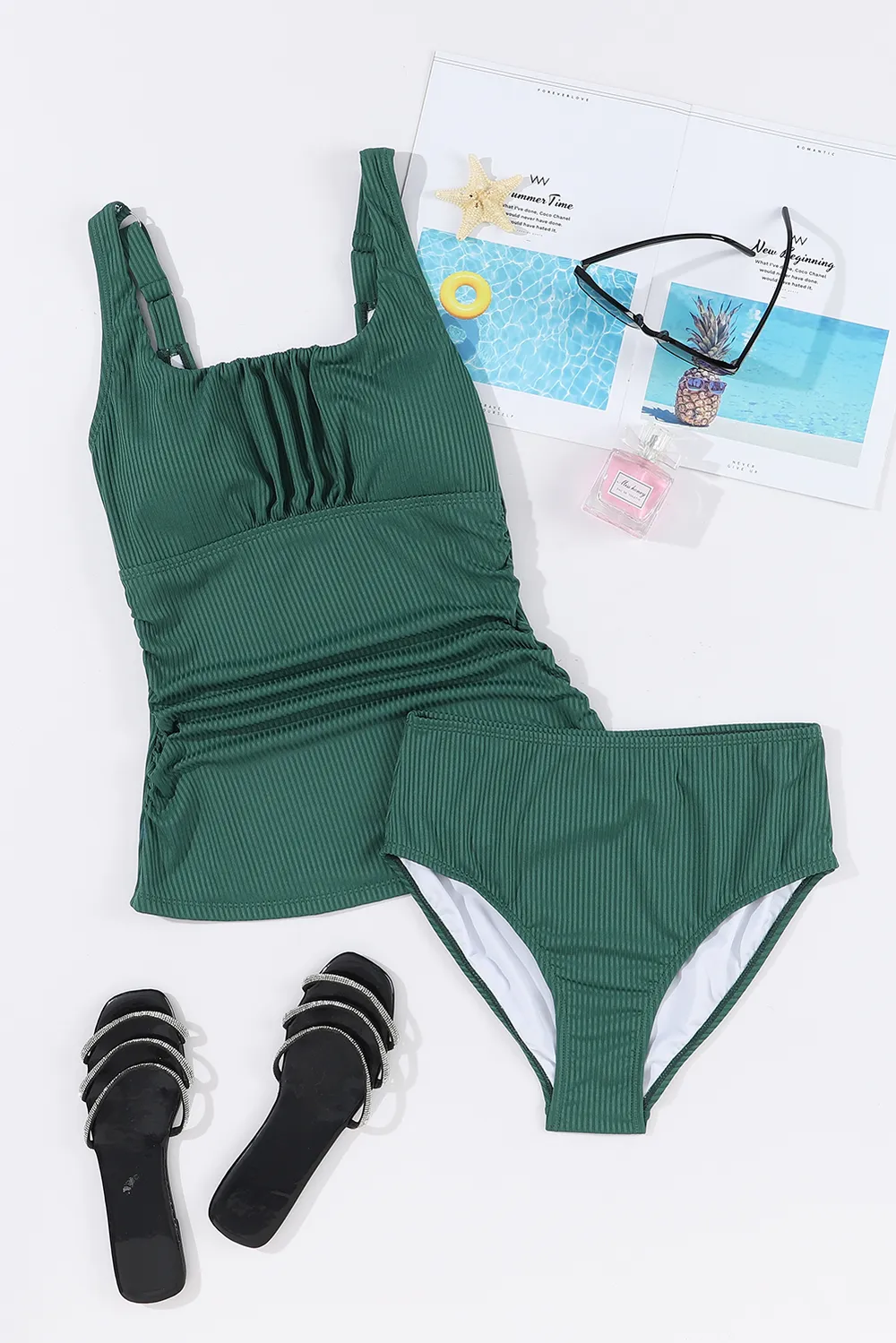 Square Neck Wide Strap Tankini Set, image 3