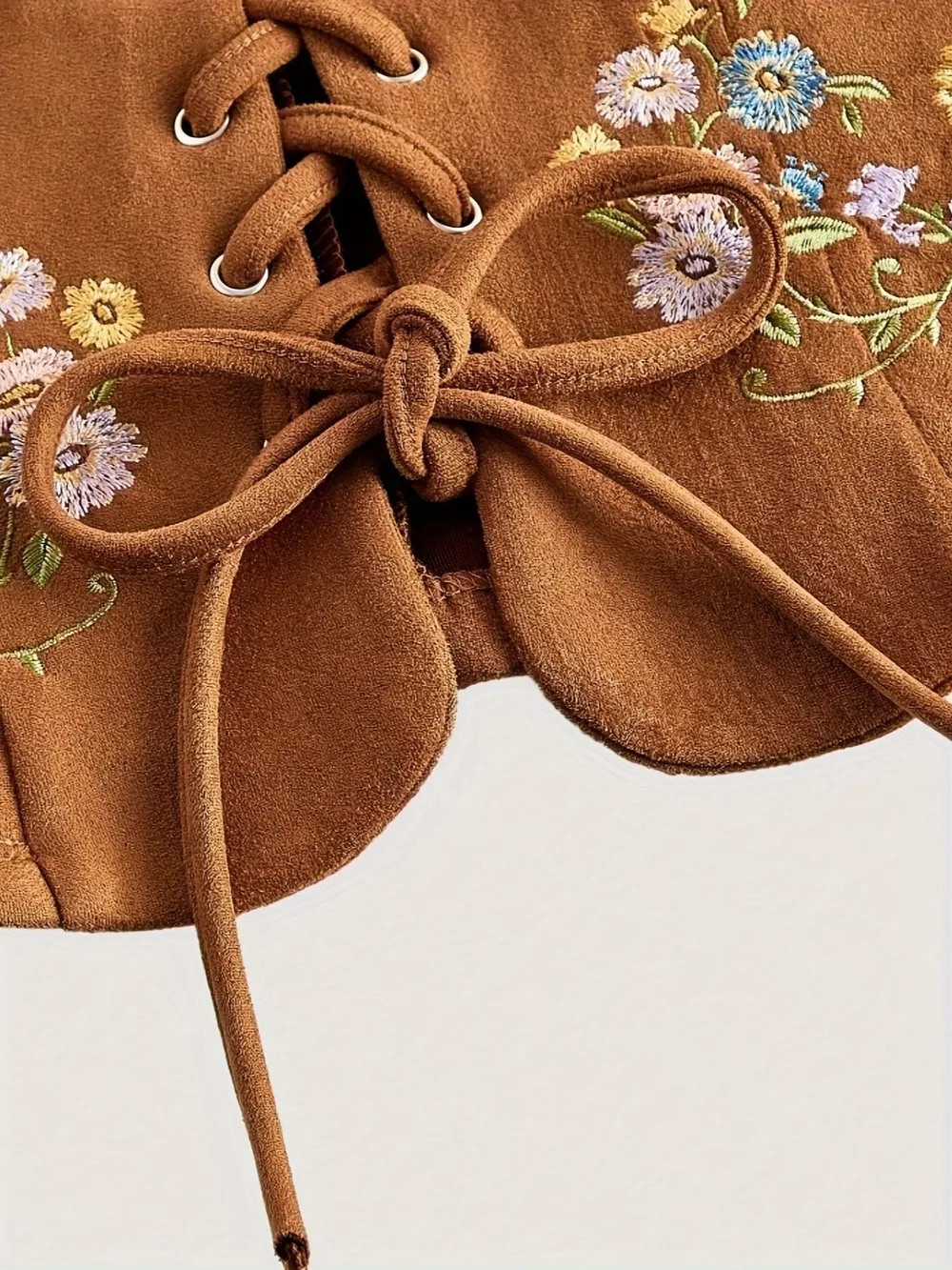 Floral Embroidered Lace-Up Vest Coat, image 3