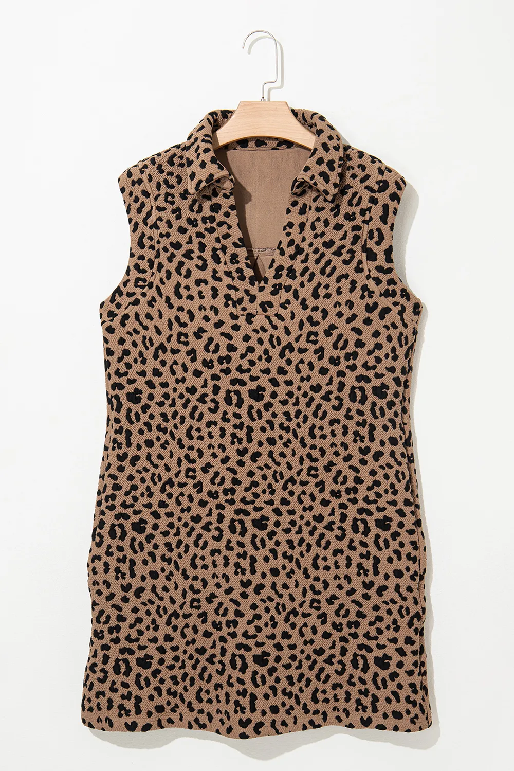 Leopard Johnny Collar Sleeveless Mini Dress, image 2