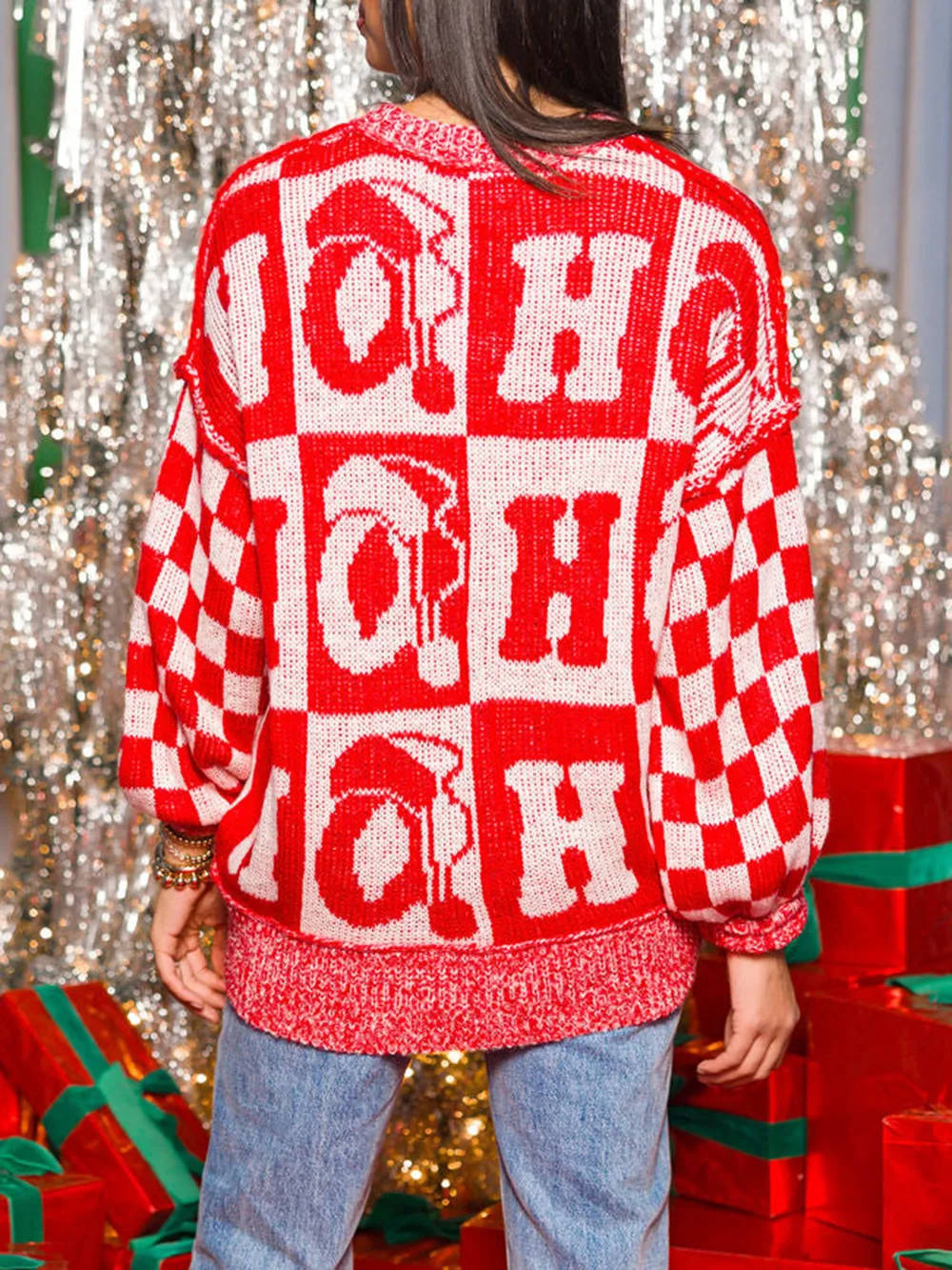 Letter Round Neck Long Sleeve Sweater, image 2