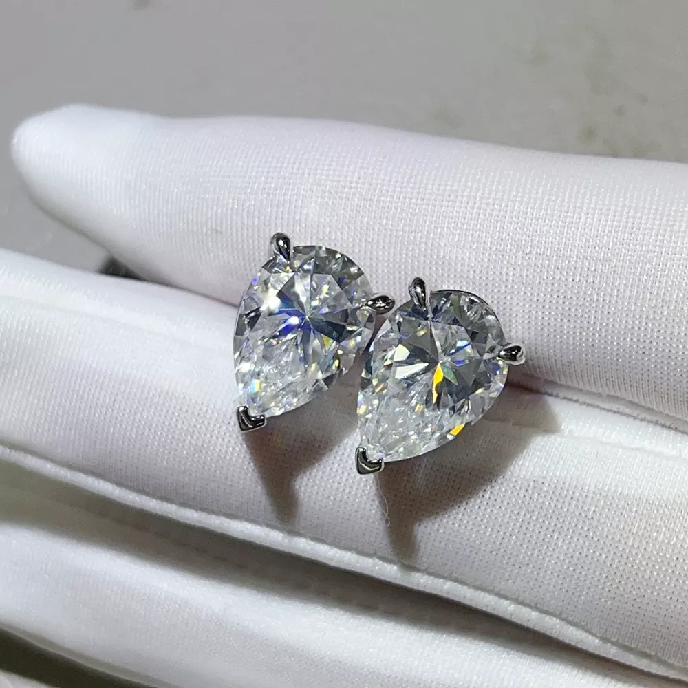 10 Carat 925 Sterling Silver Moissanite Stud Earrings, image 4