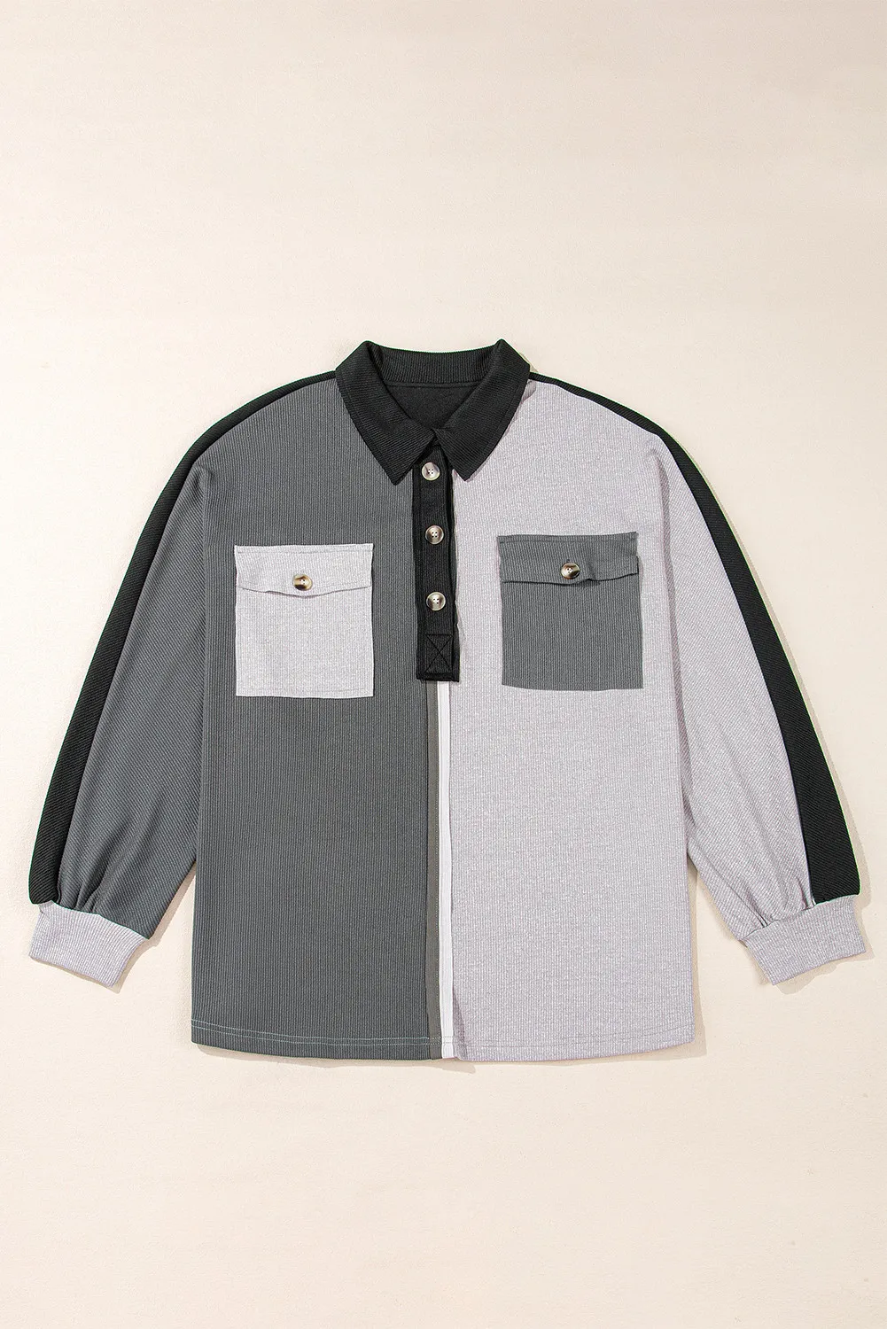 Pocketed Contrast Long Sleeve Sweatshirt, image 2