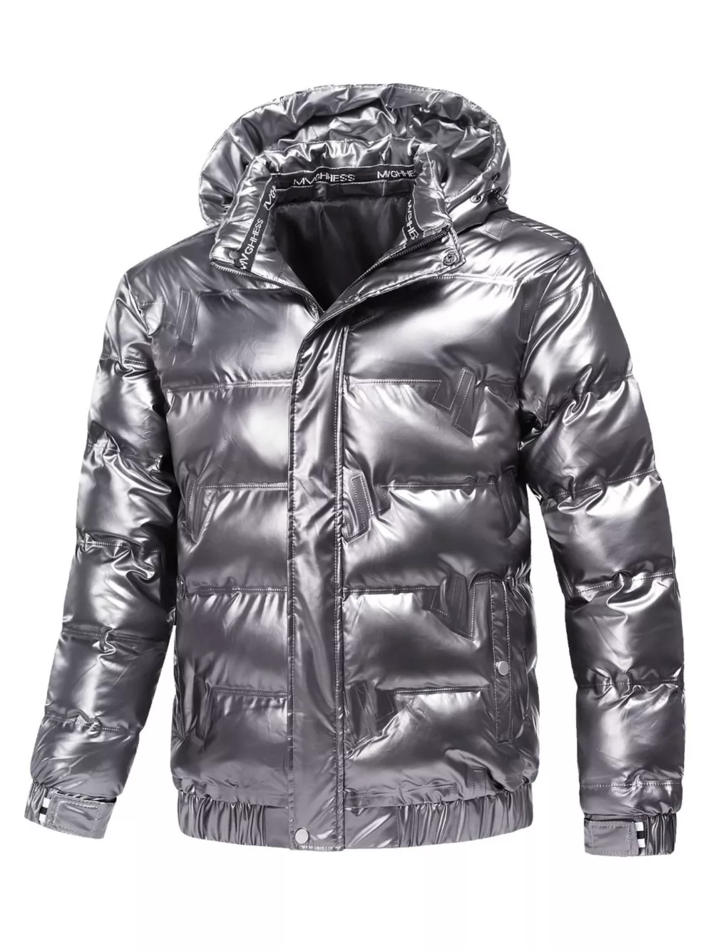 Men's Plus Size Zip Up Puffer Jacket with Hood, image 4