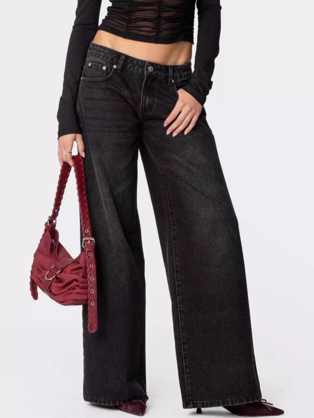 Vintage Wash Wide Leg Jeans