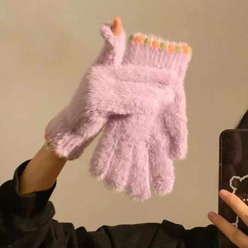 Fuzzy Knit Gloves
