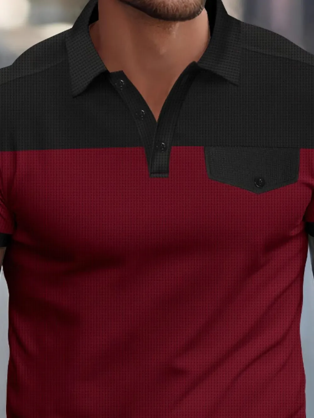 Men's Full Size Waffle-Knit Collared Contrast Polo Plus Size, image 3