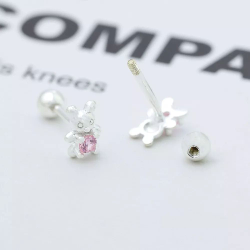 925 Sterling Silver Bear Stud Earrings, image 4