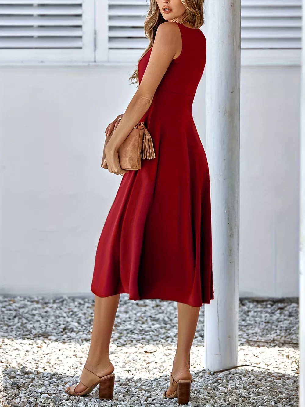 Sleeveless A-Line Midi Dress, image 2