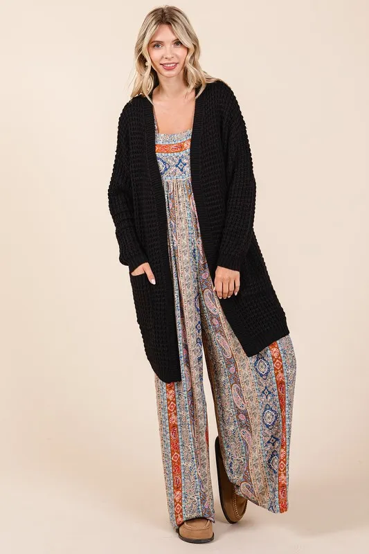 Open Front Long Sleeve Longline Cardigan, image 2