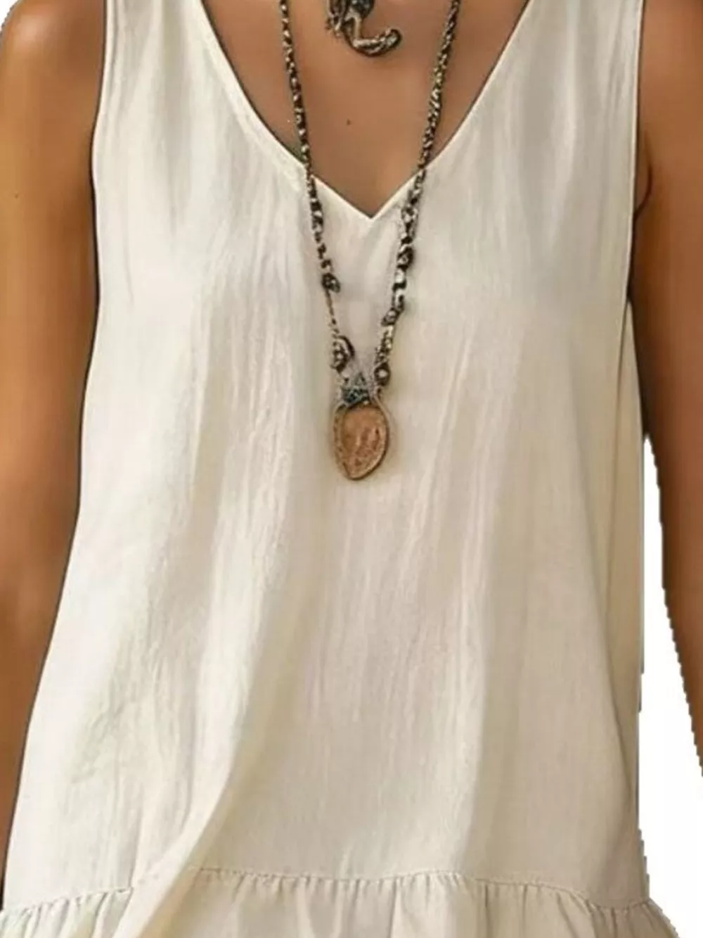 Full Size Ruffled Hem V-Neck Sleeveless Dress Plus Size, image 12